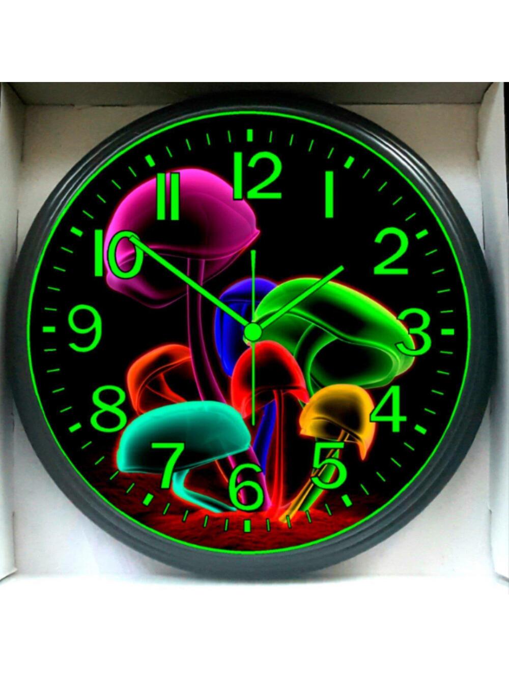 Mushroom Glow In The Dark Music Studio Lounge Wall Clock New